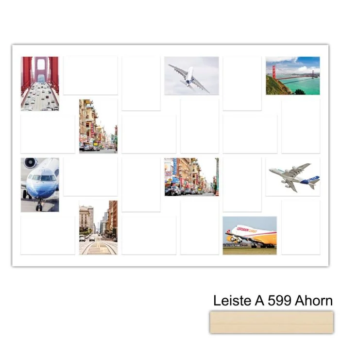 Galerierahmen Design 4246, 70x100, 24 Ausschnitte 13x18 ahorn-natur