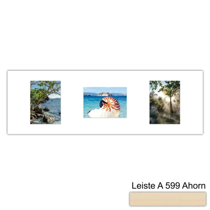 Galerierahmen Design 4252, 25x77, 3 Ausschnitte 13x18 ahorn-natur