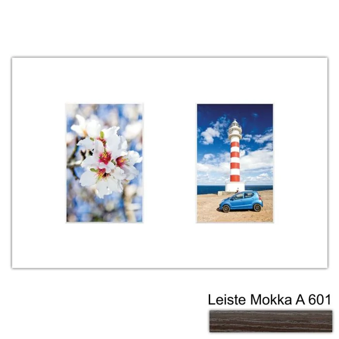 Galerierahmen Design 4200, 25x37,5, 2 Ausschnitte 10x15 mokka