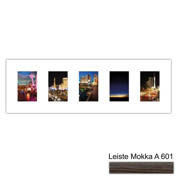 Galerierahmen Design 4203, 25x77, 5 Ausschnitte 10x15 mokka