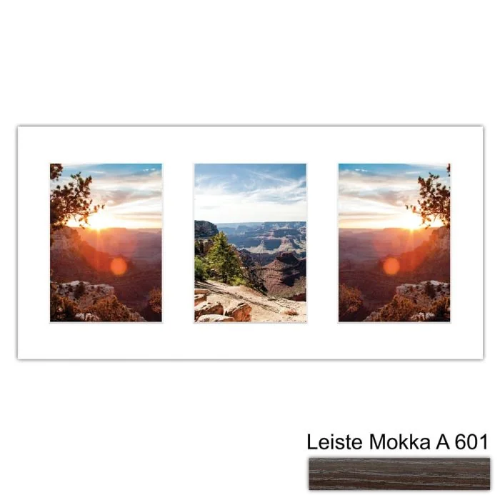 Galerierahmen Design 4205, 25x50, 3 Ausschnitte 13x18 mokka