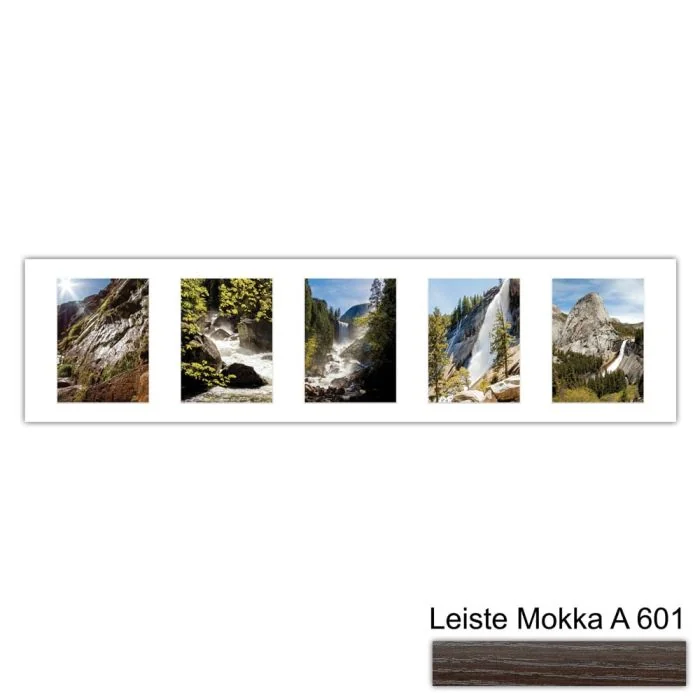 Galerierahmen Design 4211, 25x100, 5 Ausschnitte 15x20 mokka