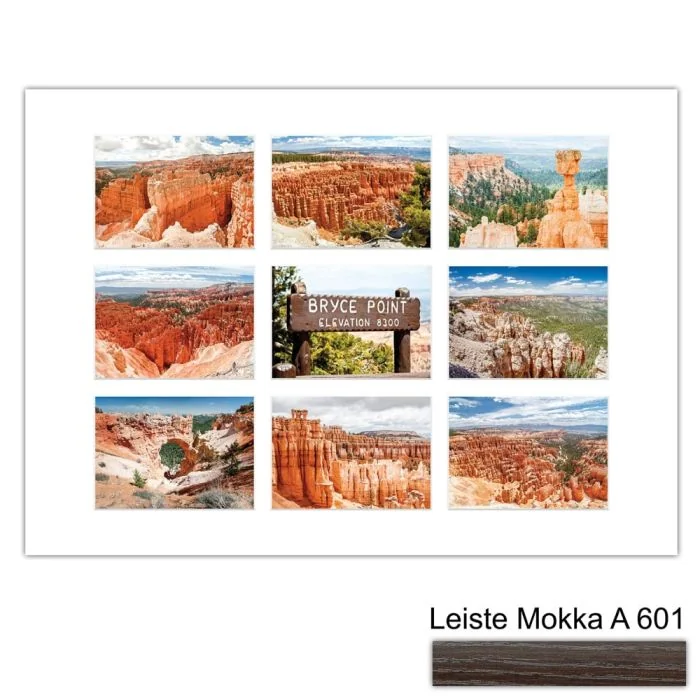 Galerierahmen Design 4238, 50x70, 9 Ausschnitte 13x18 mokka