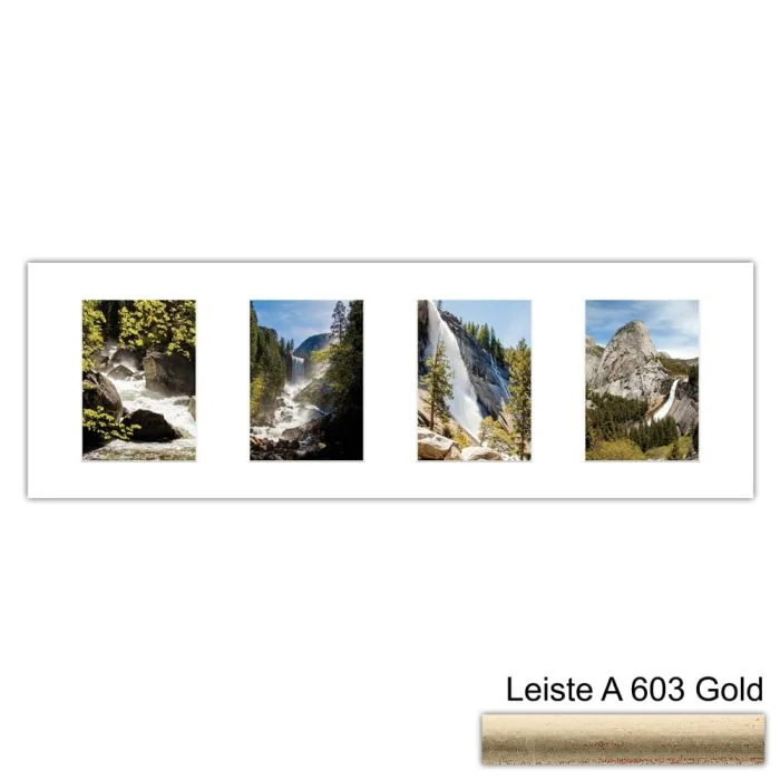 Galerierahmen Design 4206, 25x77, 4 Ausschnitte 13x18 altgold