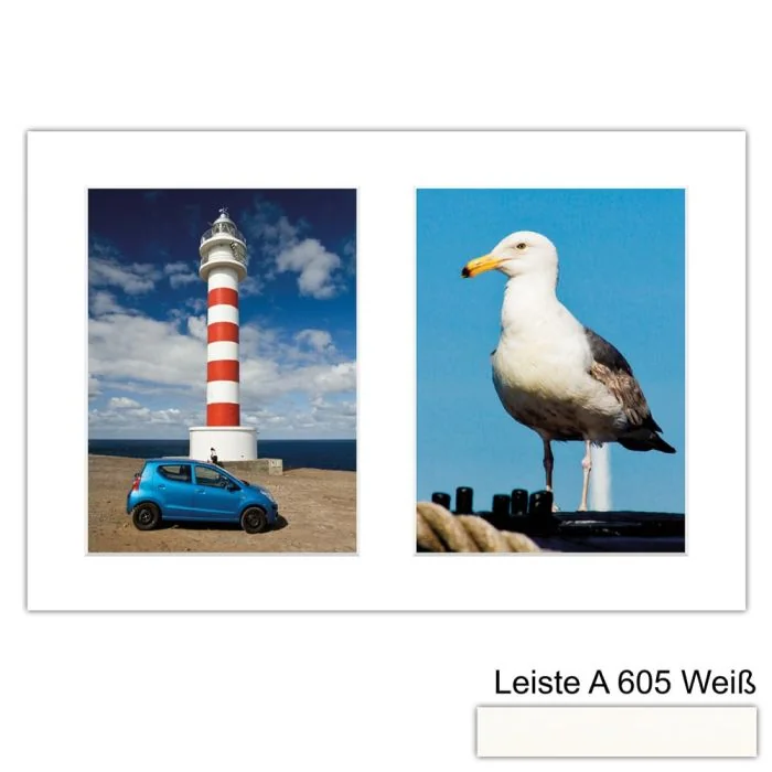 Galerierahmen Design 4208, 25x37,5, 2 Ausschnitte 15x20 schneeweiss