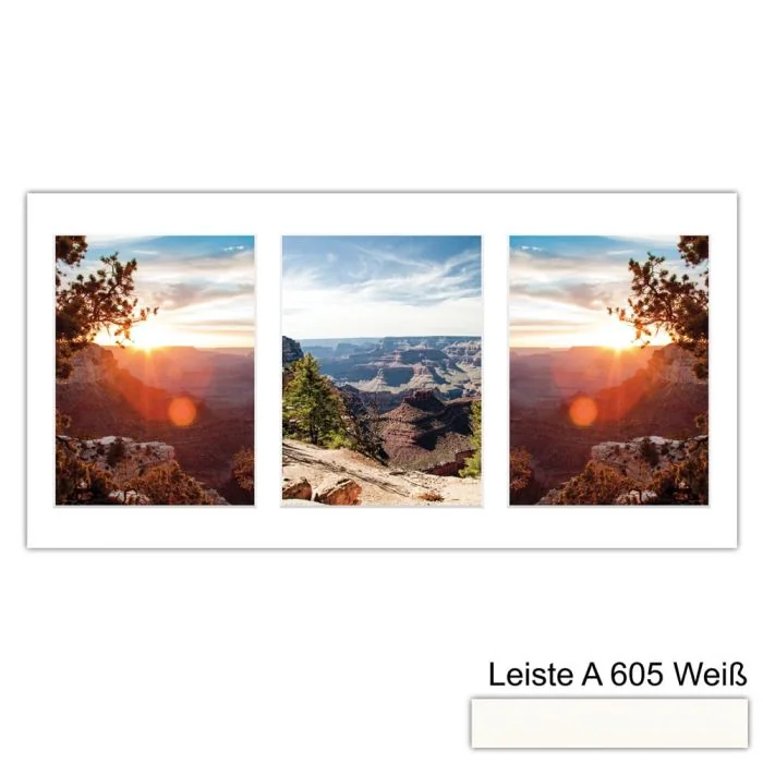 Galerierahmen Design 4209, 25x50, 3 Ausschnitte 15x20 schneeweiss
