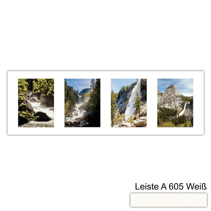 Galerierahmen Design 4210, 25x77, 4 Ausschnitte 15x20 schneeweiss