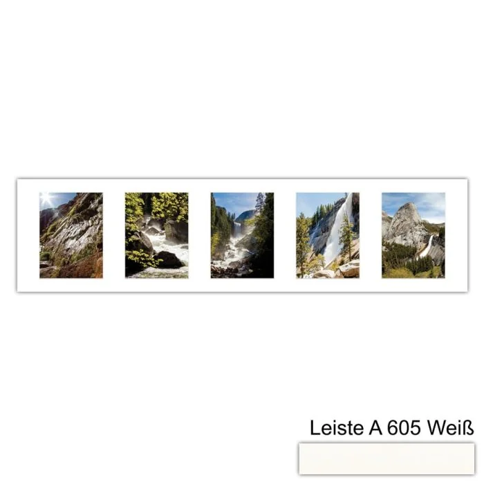 Galerierahmen Design 4211, 25x100, 5 Ausschnitte 15x20 schneeweiss