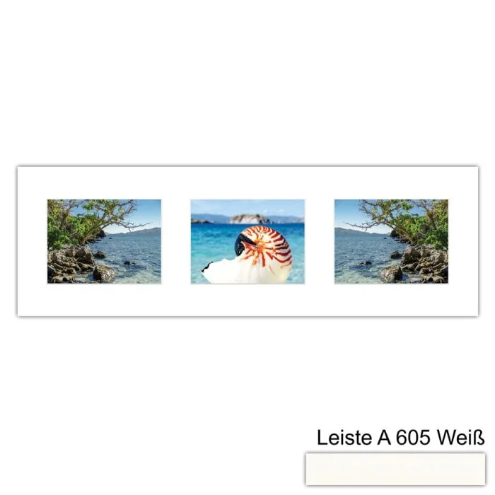 Galerierahmen Design 4221, 25x77, 3 Ausschnitte 15x20 schneeweiss