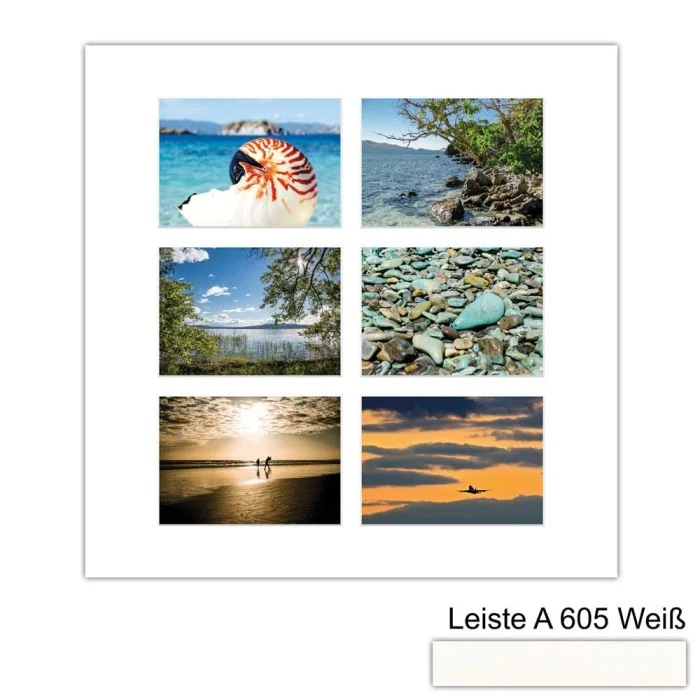 Galerierahmen Design 4236, 50x50, 6 Ausschnitte 13x18 schneeweiss