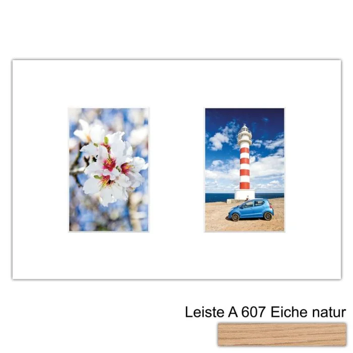 Galerierahmen Design 4200, 25x37,5, 2 Ausschnitte 10x15 braun-eiche-natur