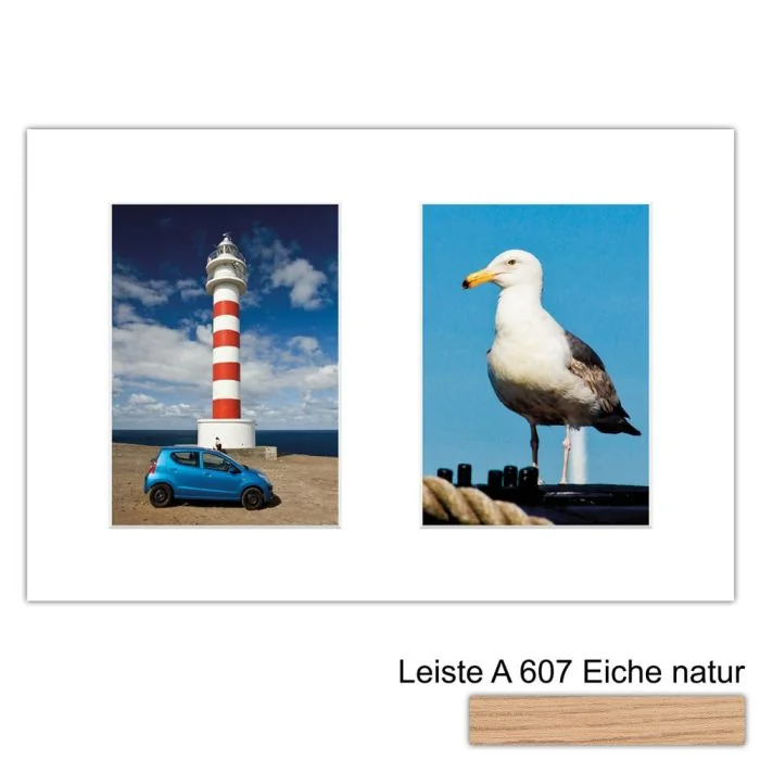 Galerierahmen Design 4204, 25x37,5, 2 Ausschnitte 13x18 braun-eiche-natur