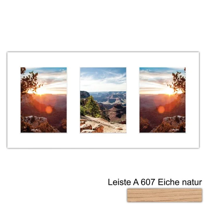 Galerierahmen Design 4205, 25x50, 3 Ausschnitte 13x18 braun-eiche-natur