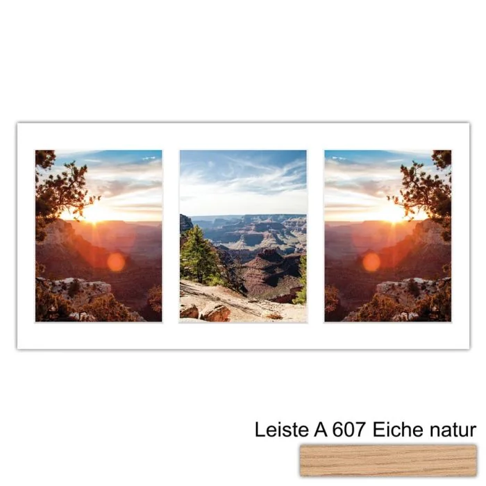 Galerierahmen Design 4209, 25x50, 3 Ausschnitte 15x20 braun-eiche-natur
