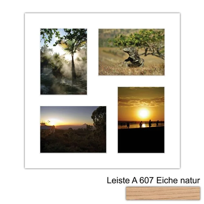 Galerierahmen Design 4229, 40x40, 4 Ausschnitte 13x18 braun-eiche-natur
