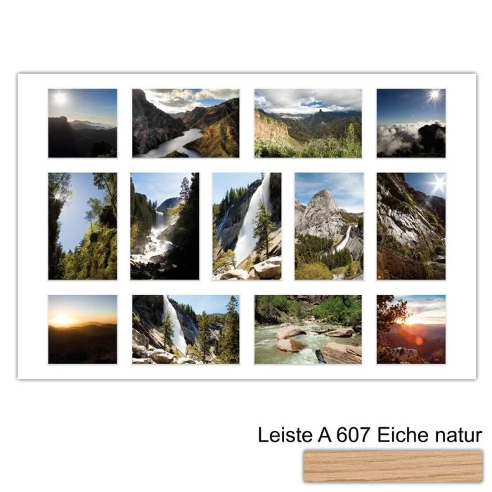 Galerierahmen Design 4233, 40x60, 9 Ausschnitte 10x15, 4 Ausschnitte 10x10 braun-eiche-natur