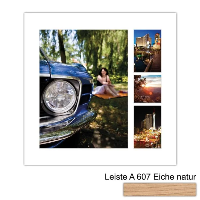 Galerierahmen Design 4234, 50x50, 1 Ausschnitt 30x40, 2 Ausschnitte 10x15, 1 Ausschnitt 10x10 braun-eiche-natur