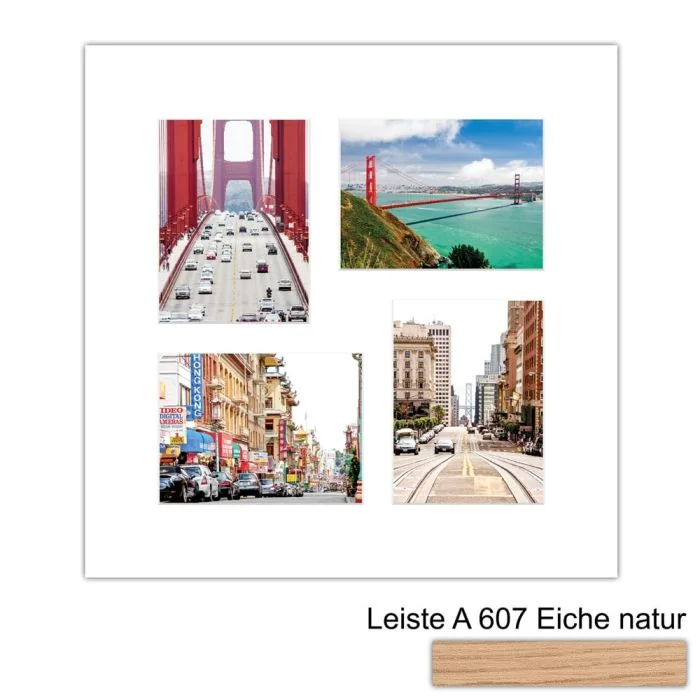 Galerierahmen Design 4235, 50x50, 4 Ausschnitte 15x20 braun-eiche-natur