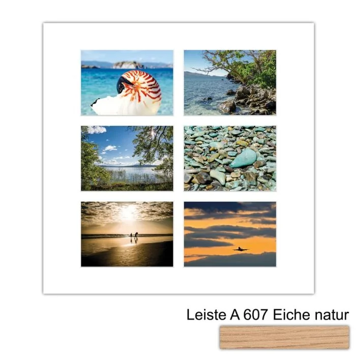 Galerierahmen Design 4236, 50x50, 6 Ausschnitte 13x18 braun-eiche-natur