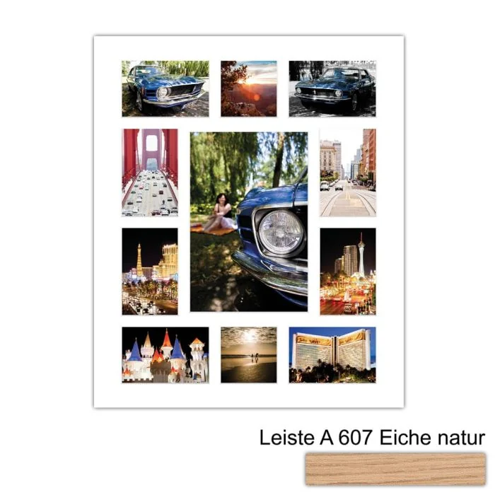 Galerierahmen Design 4237, 50x60, 1 Ausschnitt 20x30, 8 Ausschnitte 10x15, 2 Ausschnitte 10x10 braun-eiche-natur