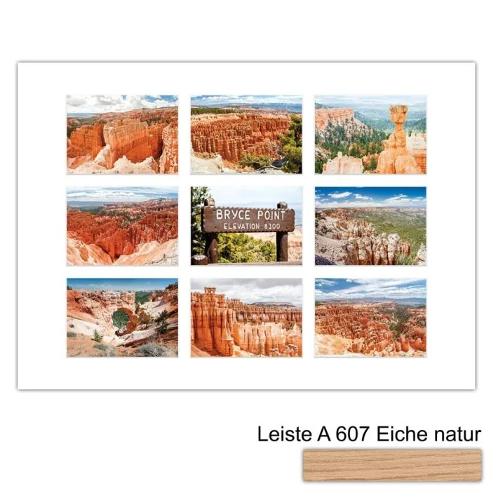 Galerierahmen Design 4238, 50x70, 9 Ausschnitte 13x18 braun-eiche-natur