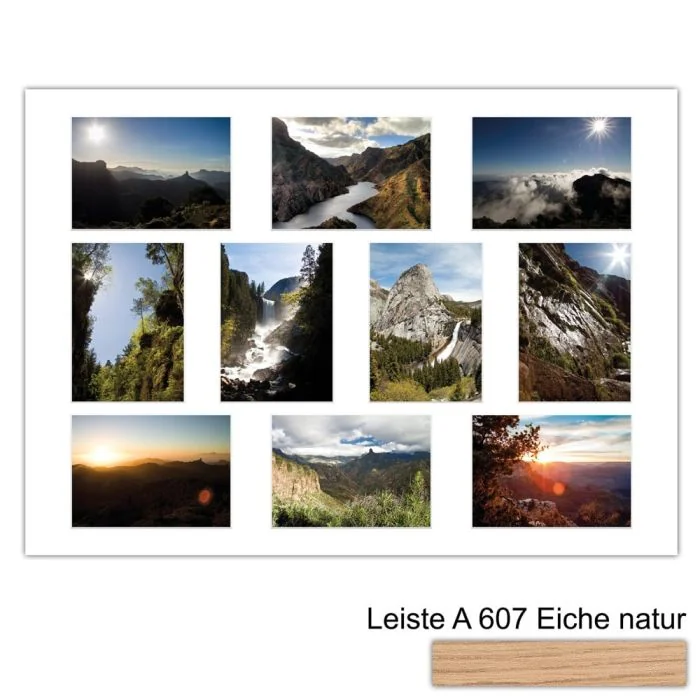 Galerierahmen Design 4240, 50x70, 10 Ausschnitte 13x18 braun-eiche-natur