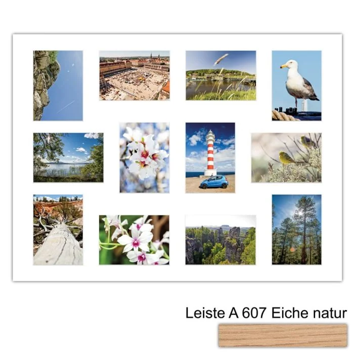 Galerierahmen Design 4243, 60x80, 12 Ausschnitte 13x18 braun-eiche-natur