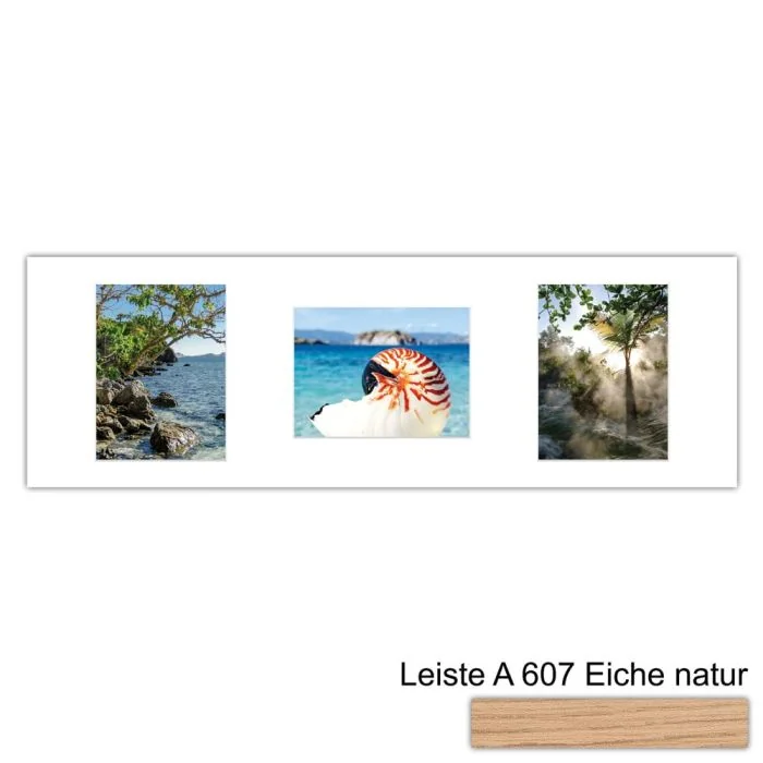 Galerierahmen Design 4253, 25x77, 3 Ausschnitte 15x20 braun-eiche-natur