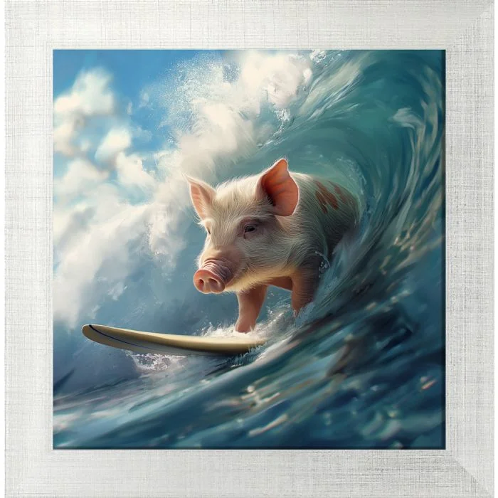 Poster mit Motiv 'Surfing Pig'