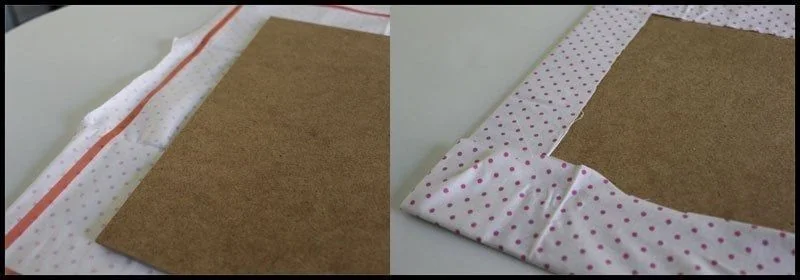Stoff auf Rückwand des Bilderrahmens festkleben