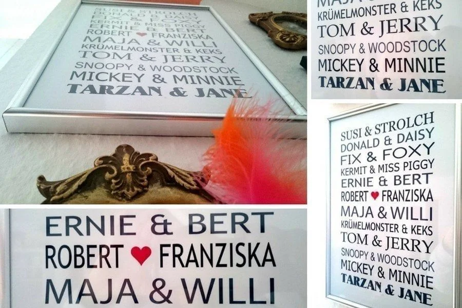 Personalisiertes Namensmotiv im Bilderrahmen