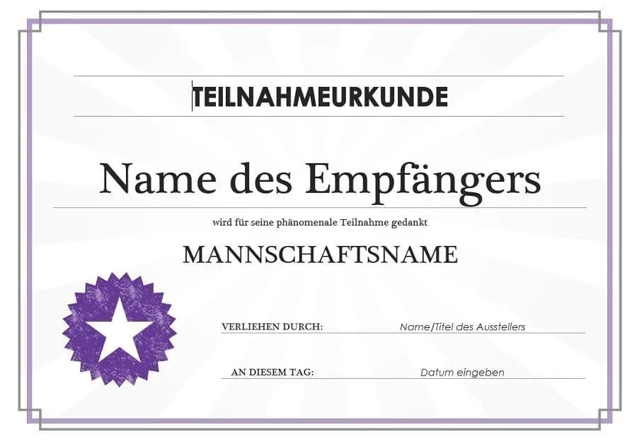 Word-Vorlage zur Erstellung von Urkunden