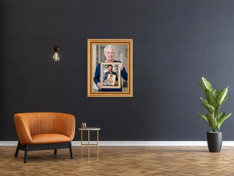 Generationenfoto an Wand