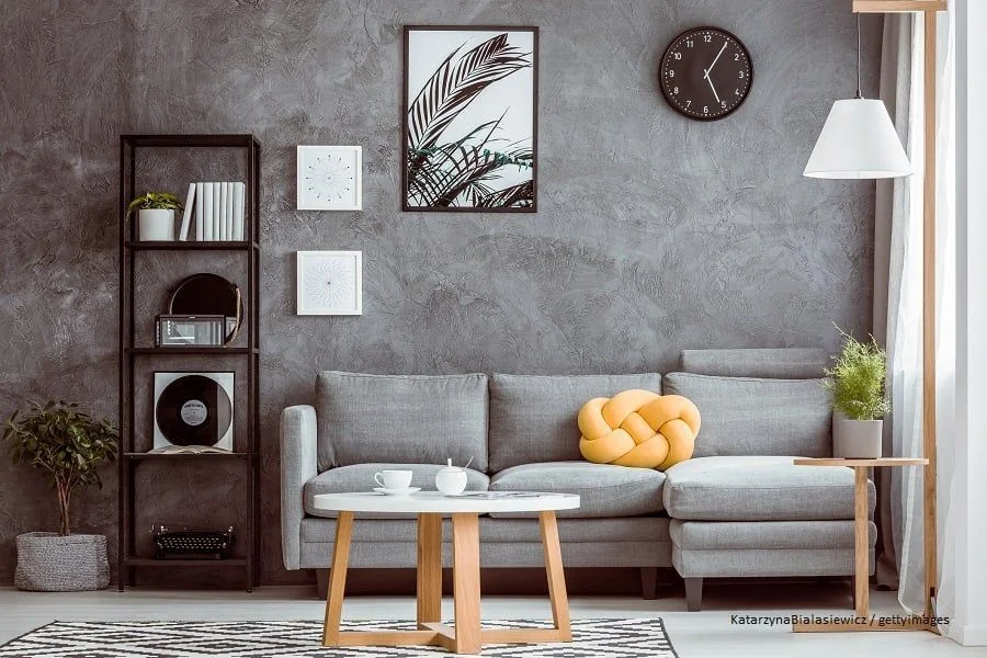 Wandgestaltung Wohnzimmer Betonoptik
