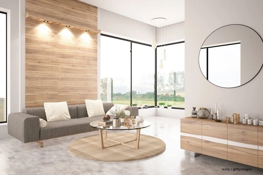 Wandgestaltung Wohnzimmer Holzoptik