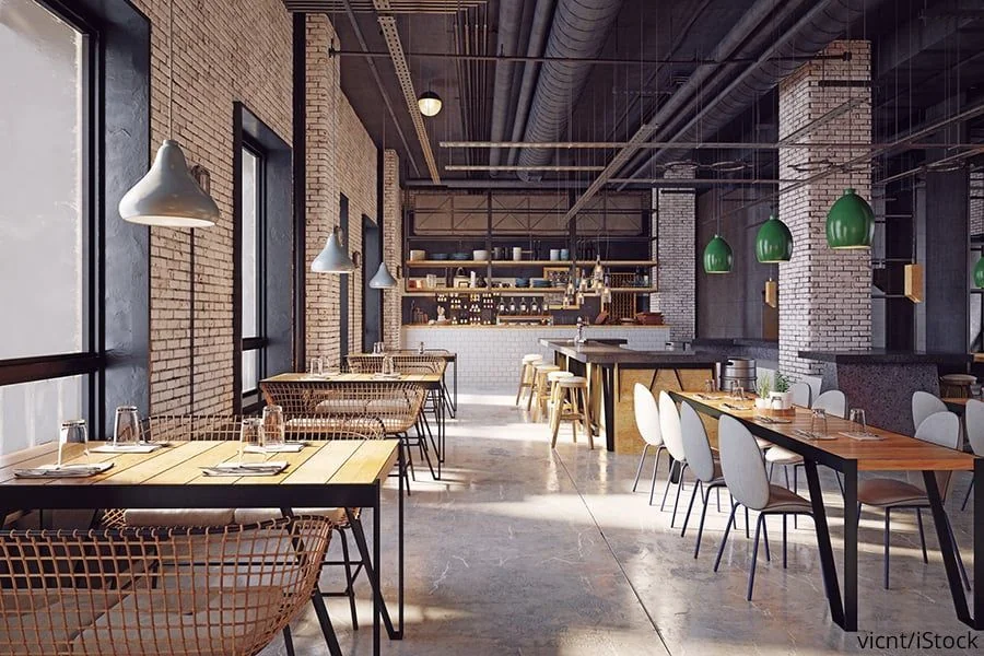 Modern eingerichtetes Restaurant.