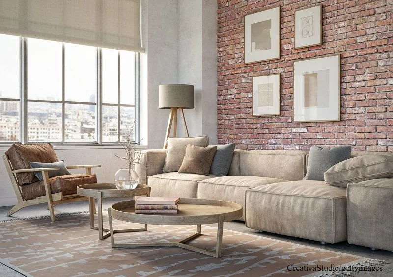 Moderne Sitzecke in hellem Wohnzimmer