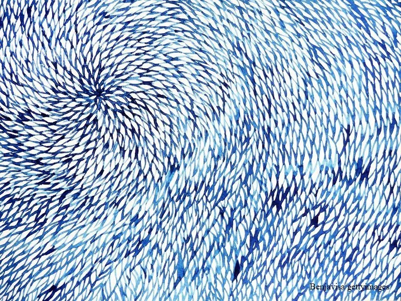 Monochrome Malerei in Blau