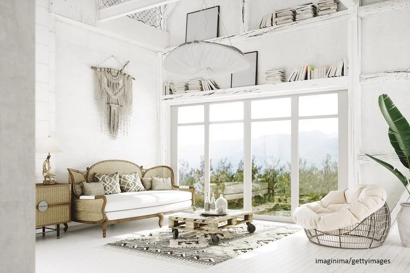 Elegantes Wohnzimmer mit Makramee