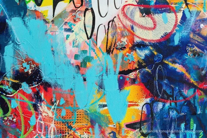 Abstraktes Bild mit Öl und Acryl