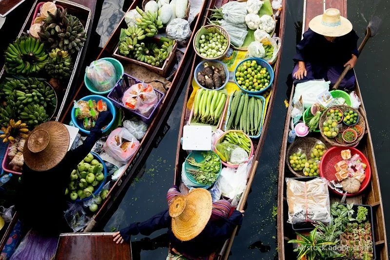 Tha Kha schwimmender Markt in Samut Songkhram Thailand