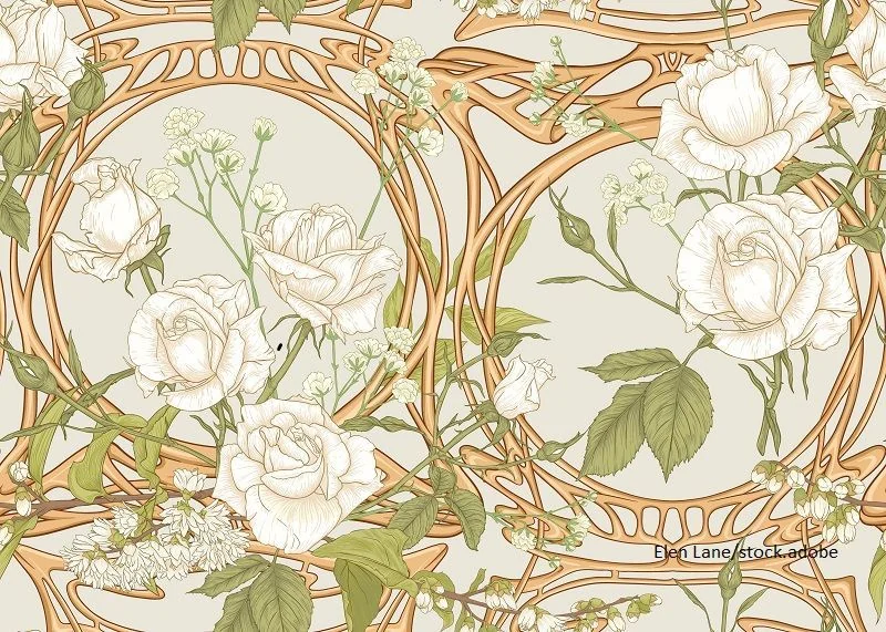 Bild mit Rosen Jugendstil