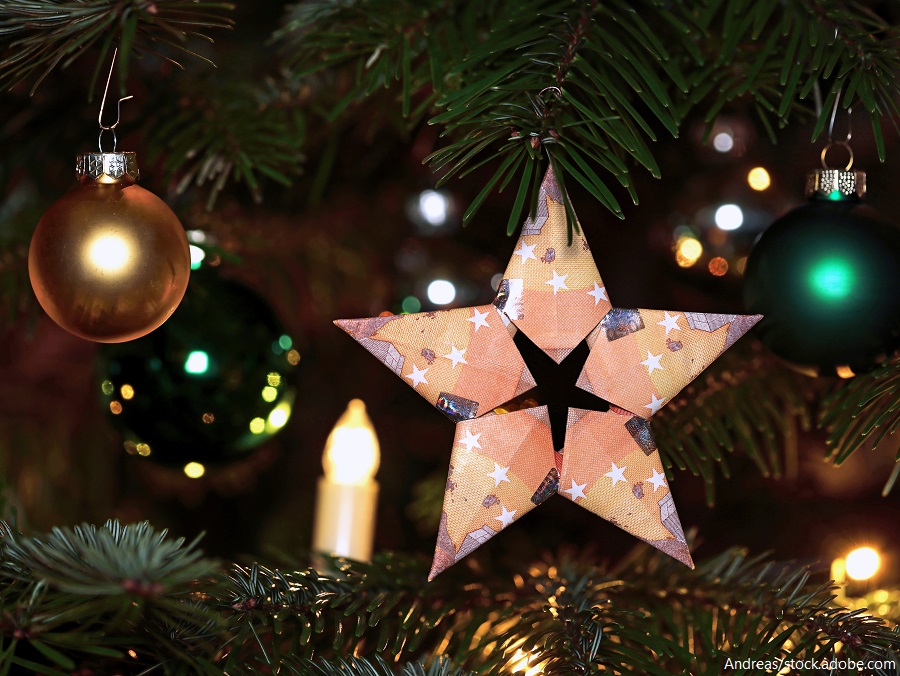 Weihnachtsstern aus gefalteten Geldscheinen