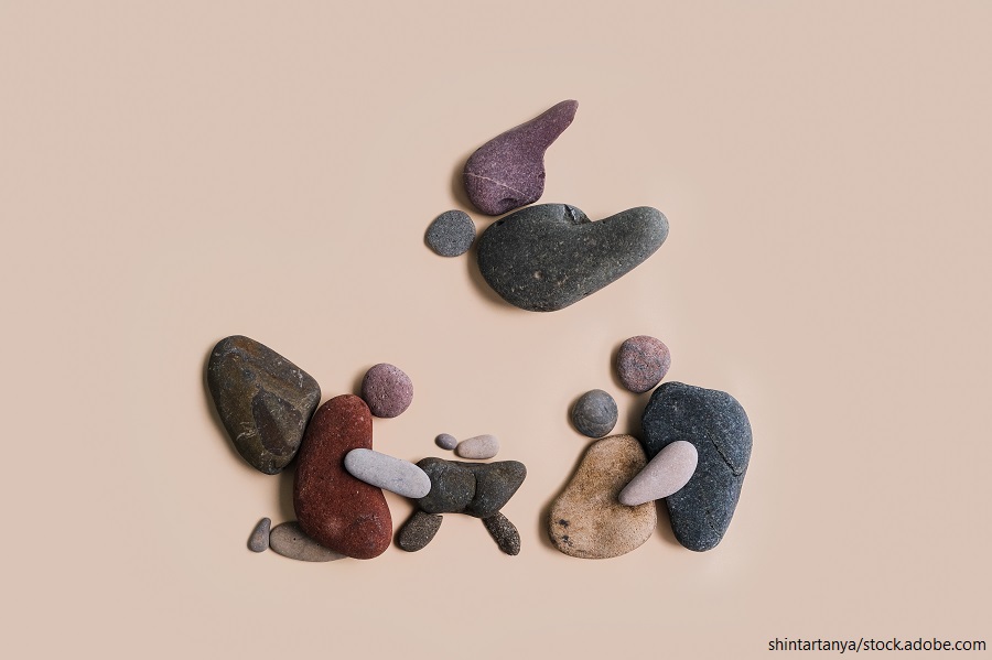 Krippe im Pebble-Art-Style